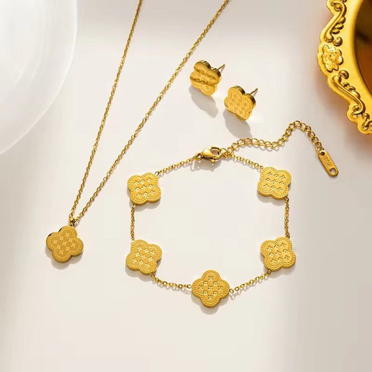 Stillness Luxury Stainless Steel Necklace & amp  Earrings Set for Women