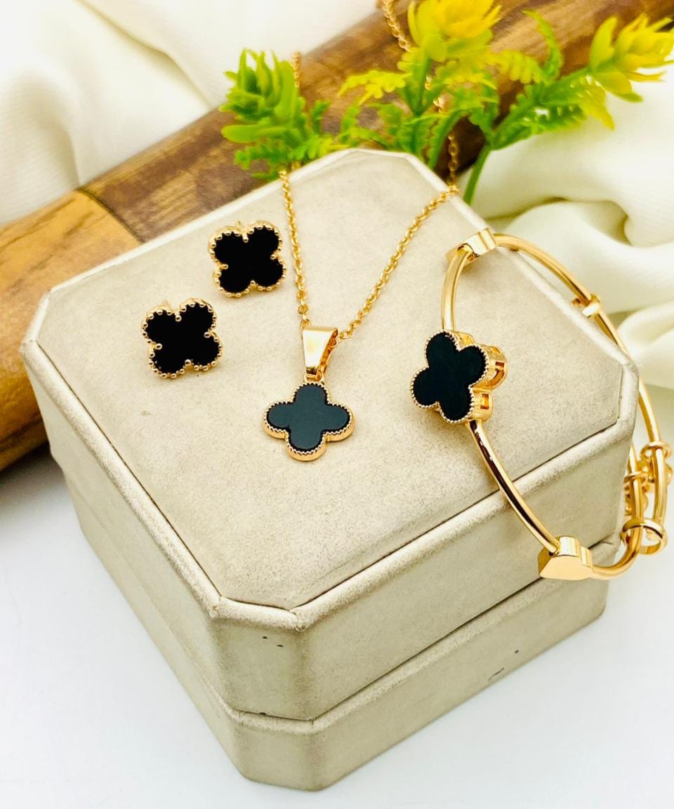 Stillness Premium Gold Plated Jewelry Set Locket, Earrings & Bracelet Collection