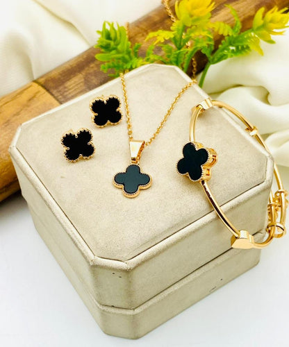Stillness Premium Gold Plated Jewelry Set Locket, Earrings & Bracelet Collection