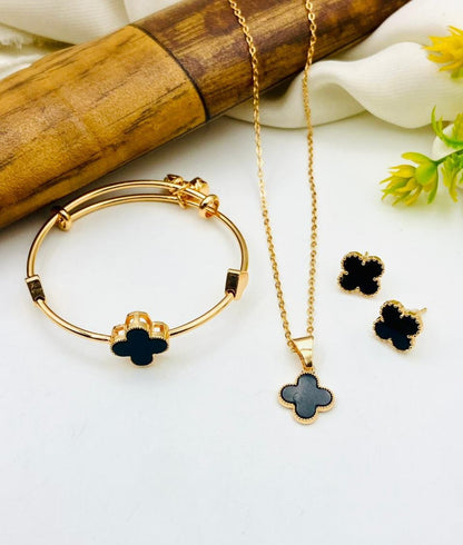 Stillness Premium Gold Plated Jewelry Set Locket, Earrings & Bracelet Collection