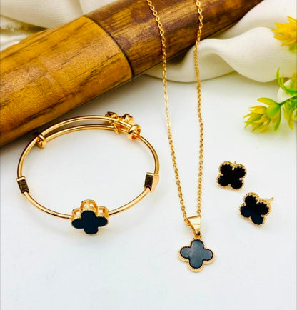 Stillness Premium Gold Plated Jewelry Set Locket, Earrings & Bracelet Collection