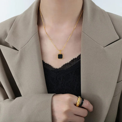 Lunara Signature Stone Stainless Steel Locket Chain for Women