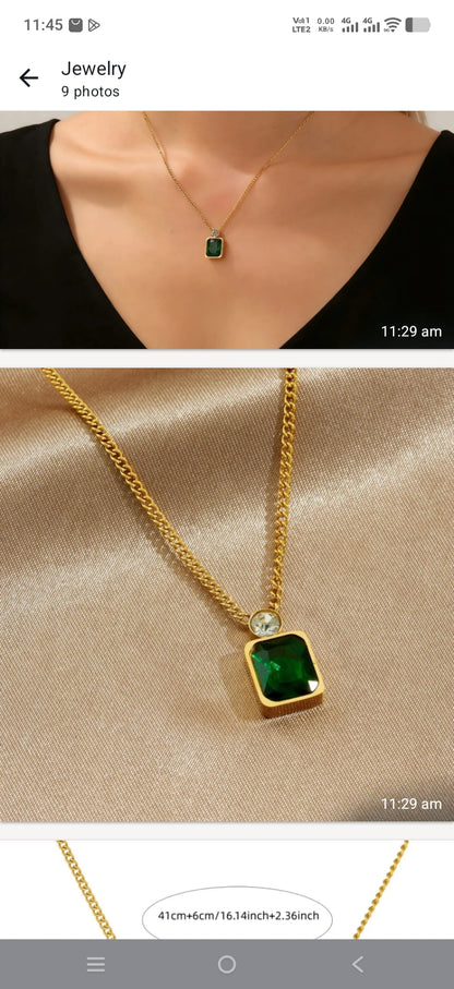 Lunara Signature Stone Stainless Steel Locket Chain for Women