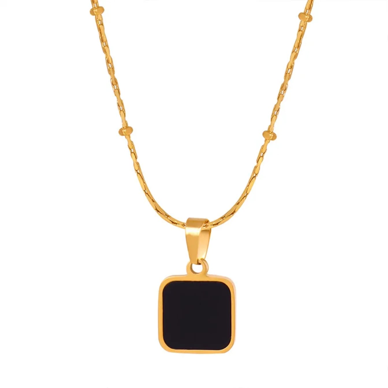 Lunara Signature Stone Stainless Steel Locket Chain for Women