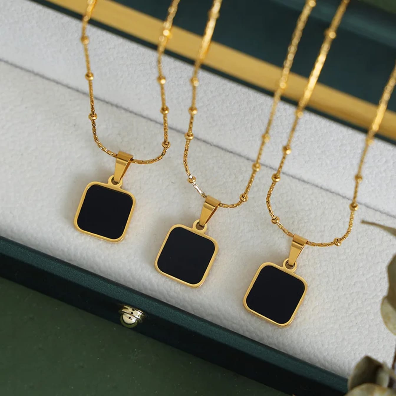 Lunara Signature Stone Stainless Steel Locket Chain for Women