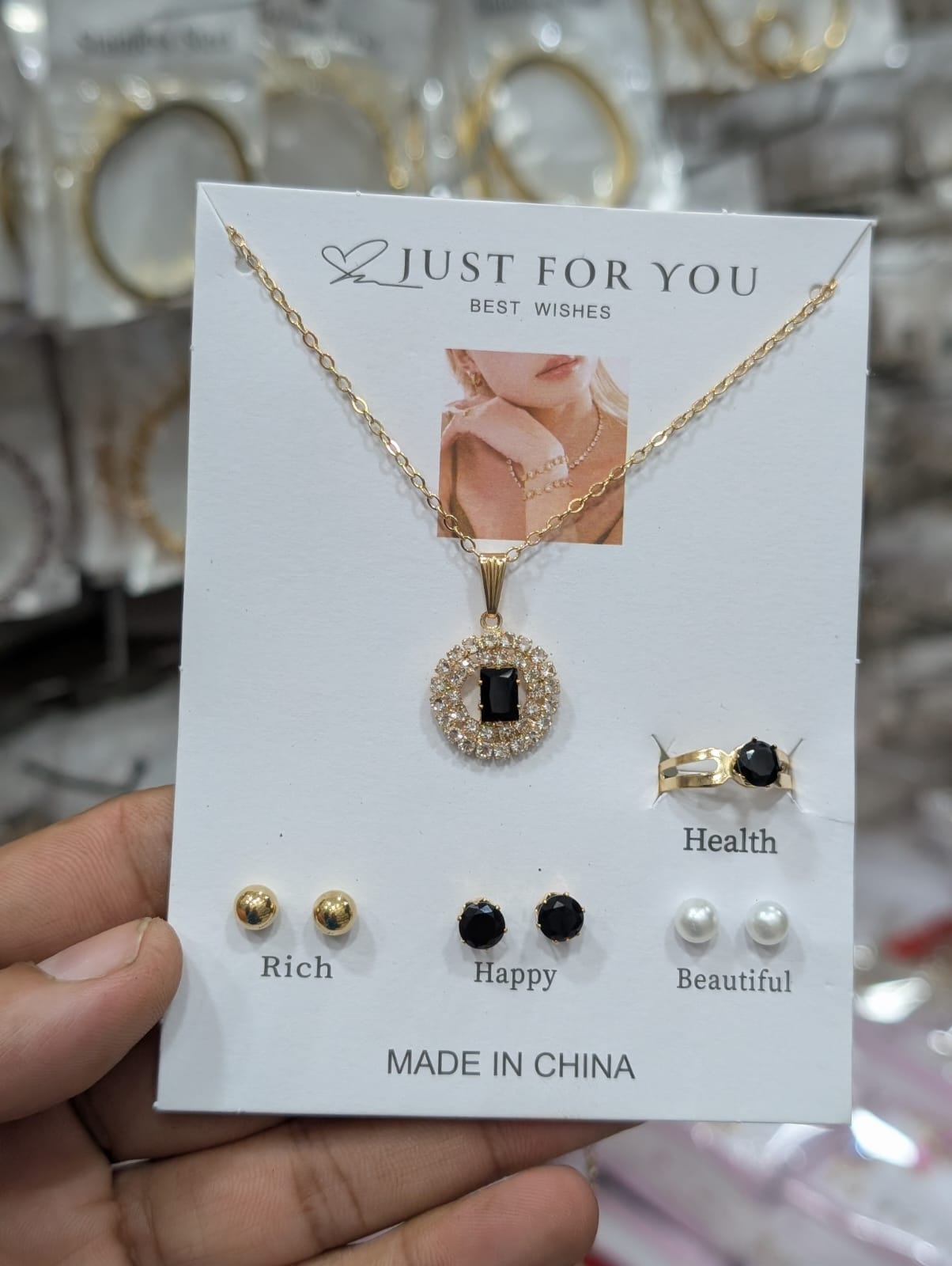 Stillness Royale Crystal Locket, Ring & amp Earrings Jewelry Set for Women
