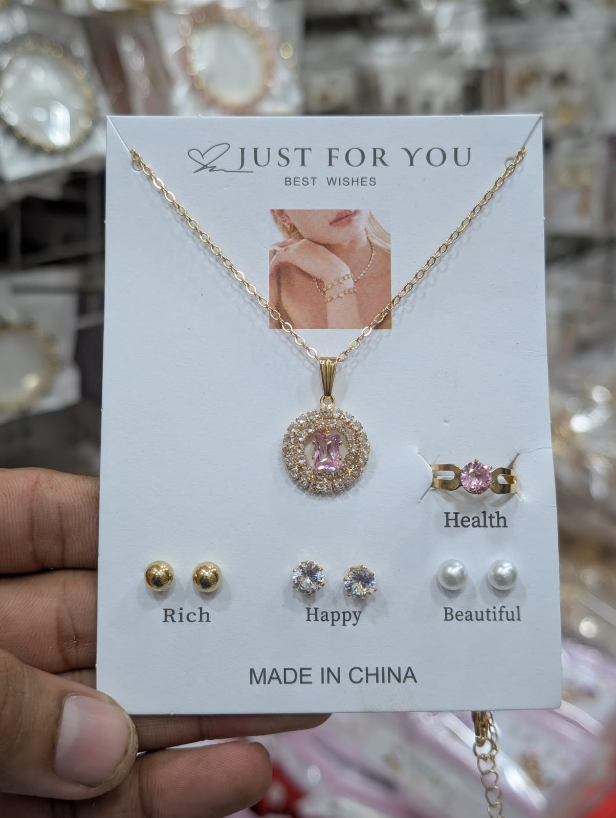 Stillness Royale Crystal Locket, Ring & amp Earrings Jewelry Set for Women