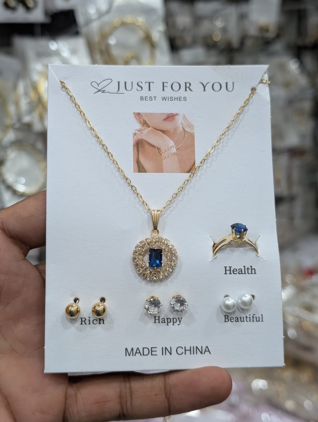 Stillness Royale Crystal Locket, Ring & amp Earrings Jewelry Set for Women