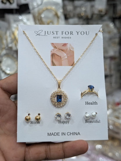 Stillness Royale Crystal Locket, Ring & amp Earrings Jewelry Set for Women