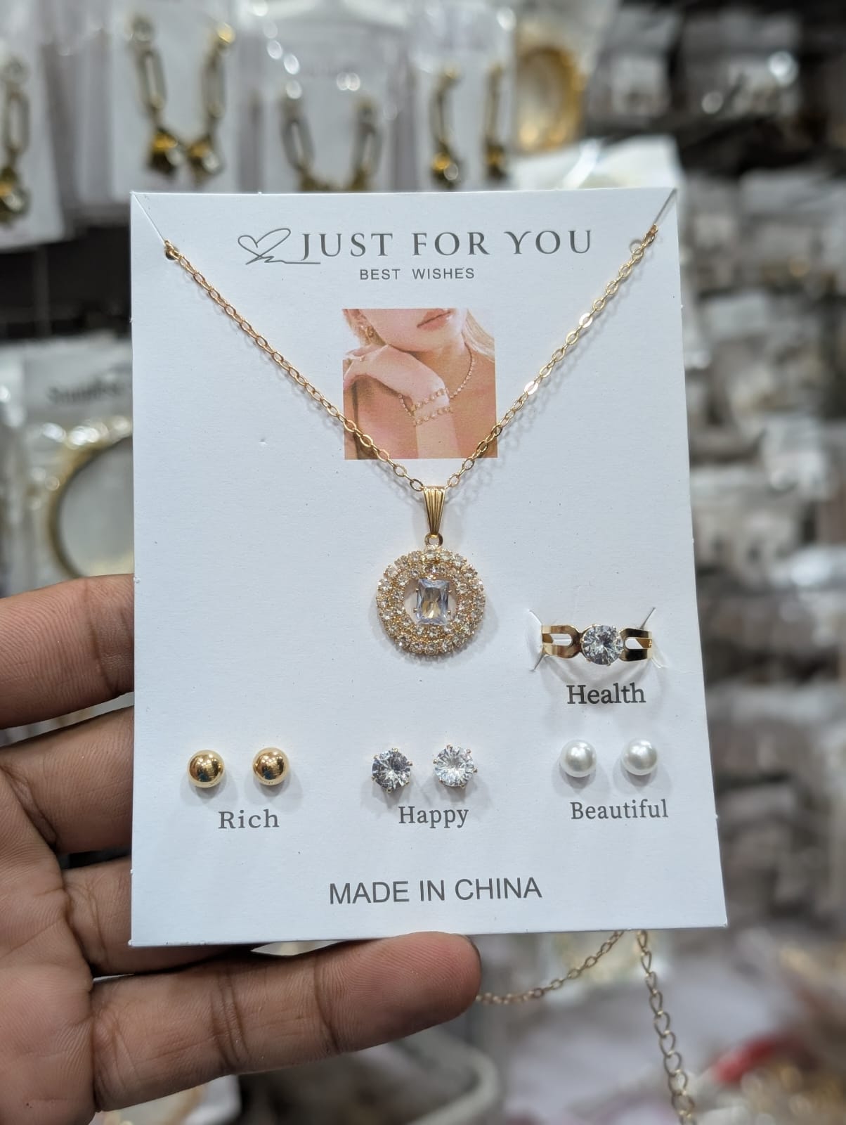 Stillness Royale Crystal Locket, Ring & amp Earrings Jewelry Set for Women