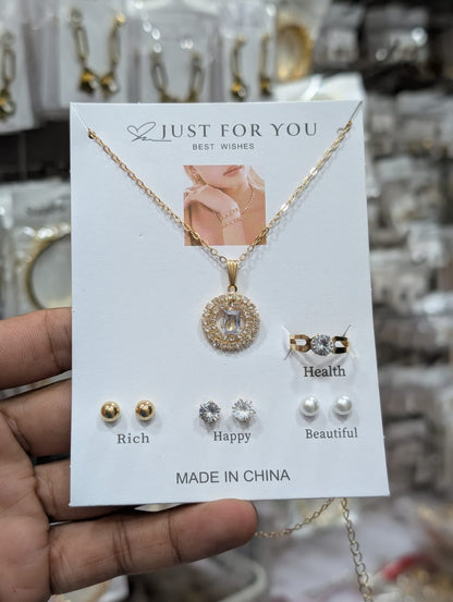Stillness Royale Crystal Locket, Ring & amp Earrings Jewelry Set for Women