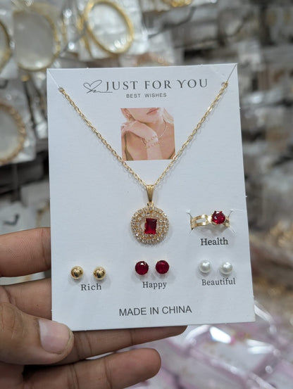 Stillness Royale Crystal Locket, Ring & amp Earrings Jewelry Set for Women