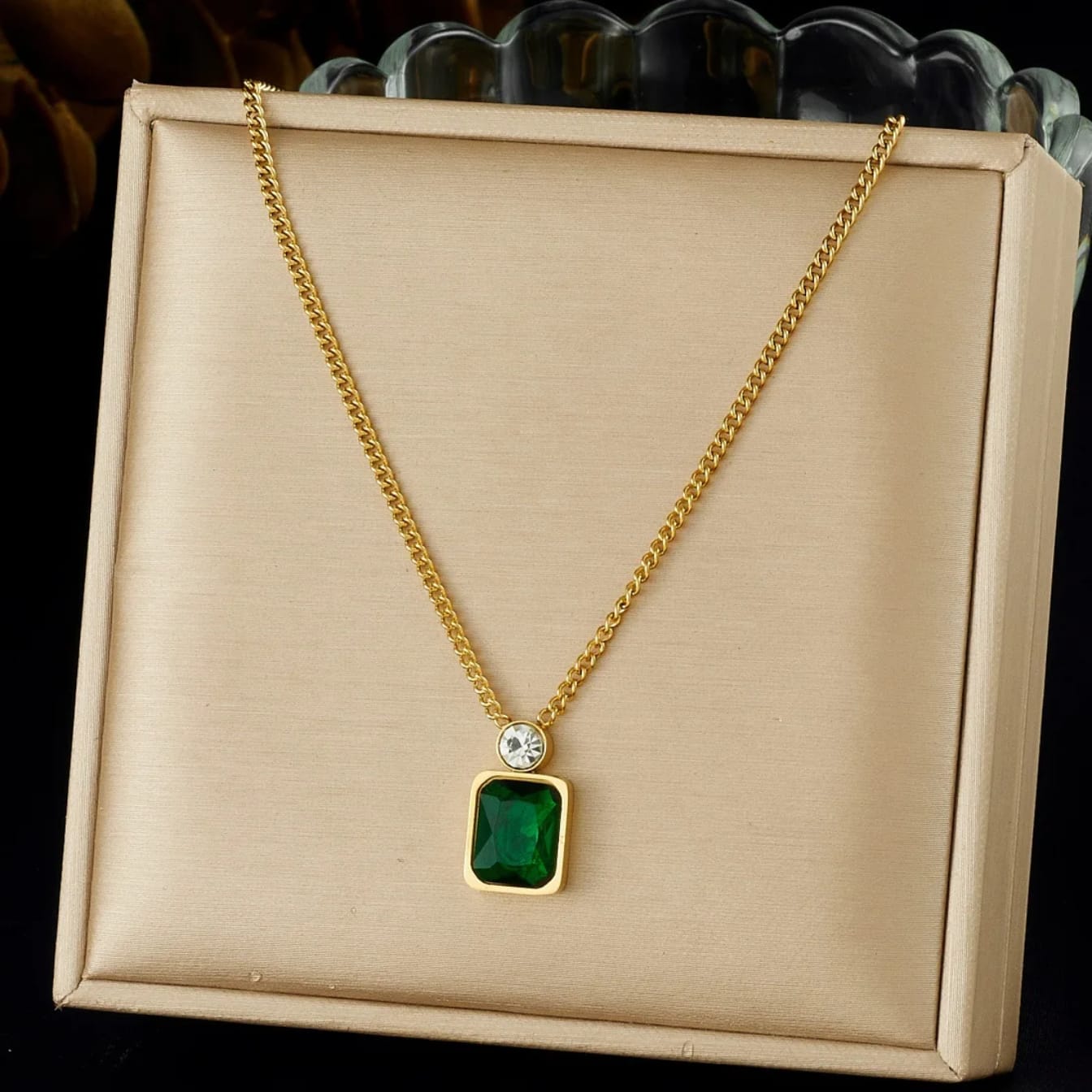 Stillness Signature Crystal Stainless Steel Pendant Chain for Women