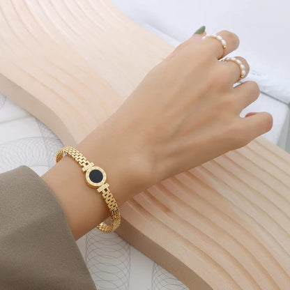 Stillness Luxury Roman Dial Stainless Steel Bangle Bracelet for Women