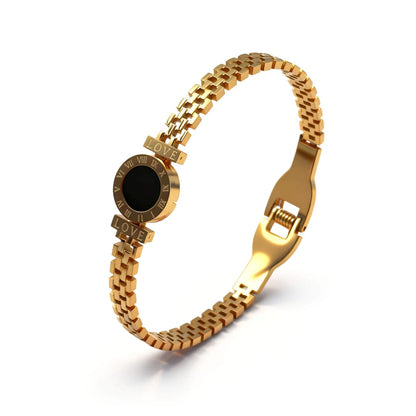 Stillness Luxury Roman Dial Stainless Steel Bangle Bracelet for Women