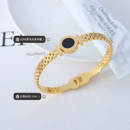 Stillness Luxury Roman Dial Stainless Steel Bangle Bracelet for Women