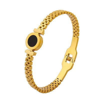 Stillness Luxury Roman Dial Stainless Steel Bangle Bracelet for Women