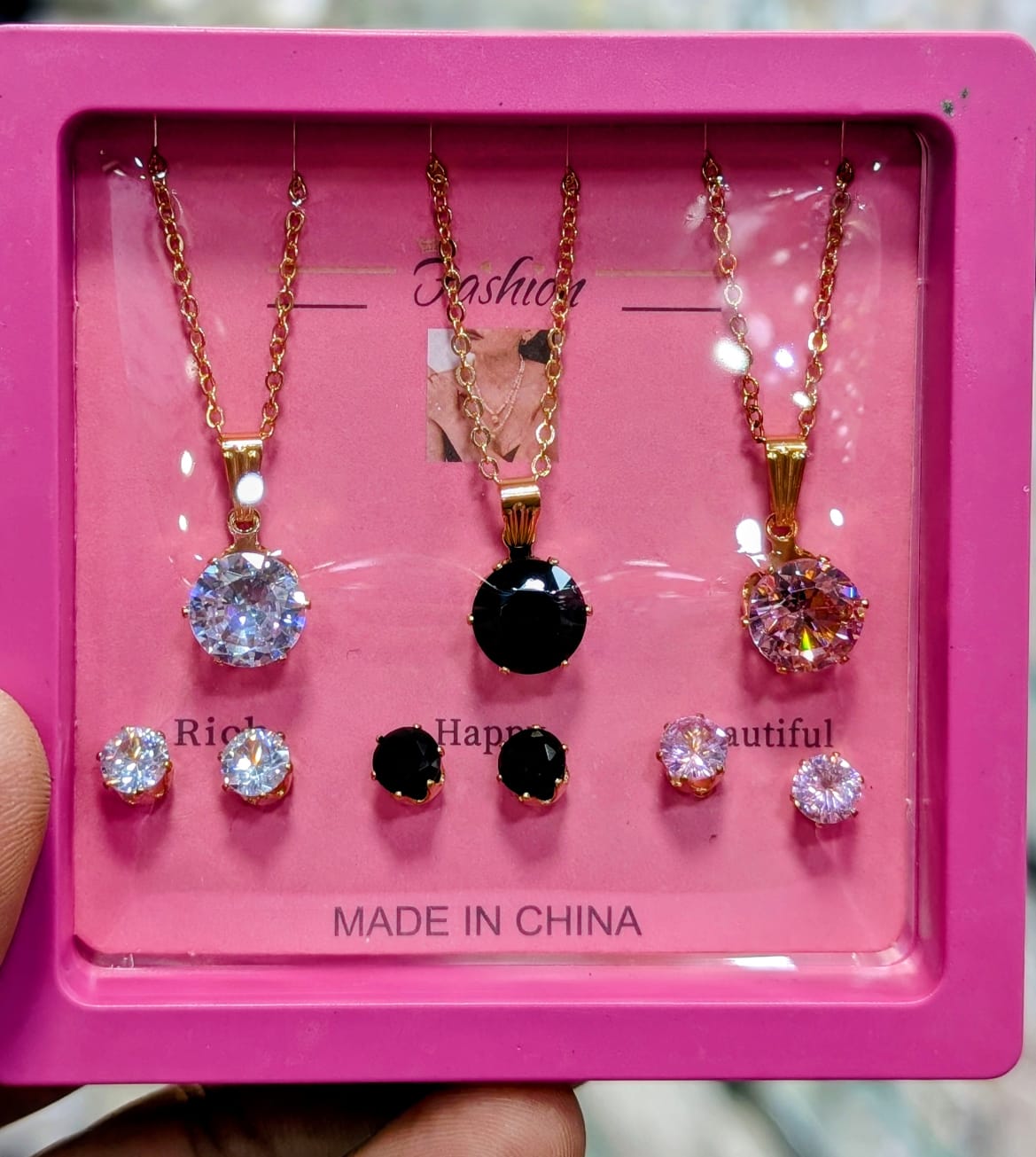 Celeste Trio Crystal Locket Gift Set with Matching Earrings & amp Premium Box
