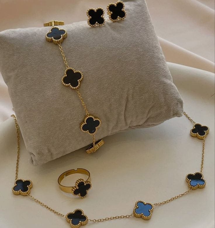 Noir Clover Signature Stainless Steel Jewelry Set for Women