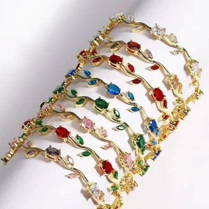 Aurora Vine Gold Plated Crystal Bracelet for Women