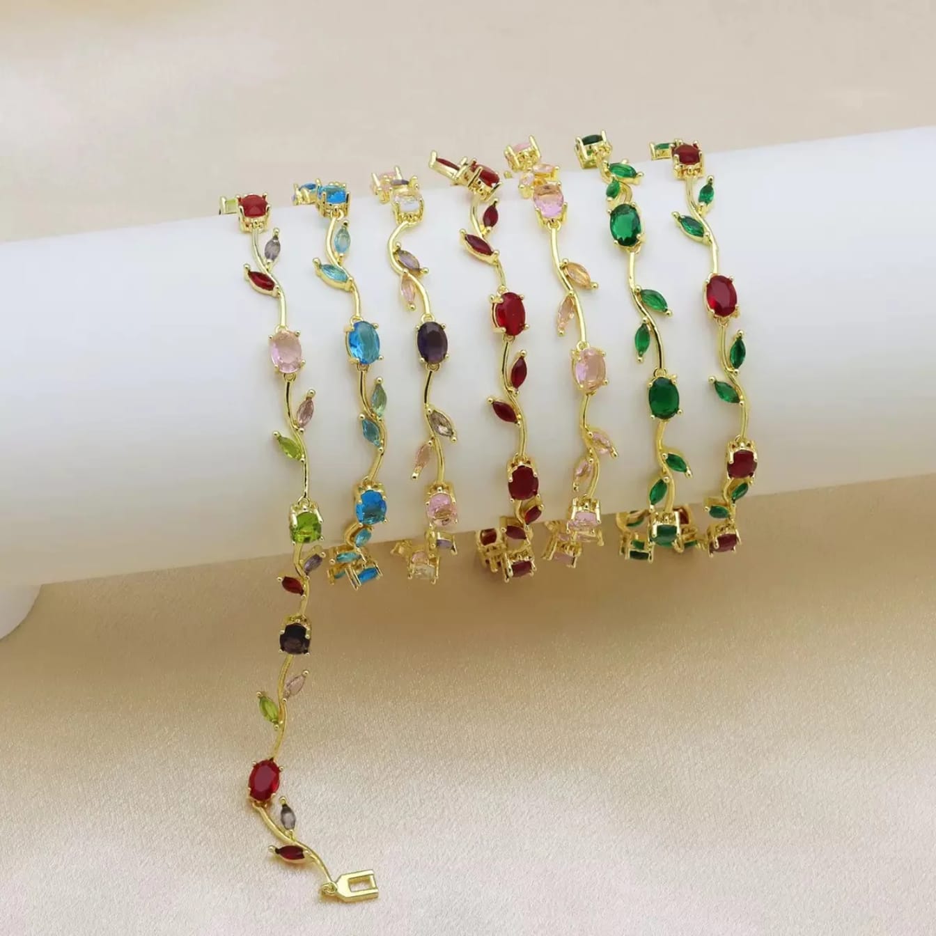 Aurora Vine Gold Plated Crystal Bracelet for Women