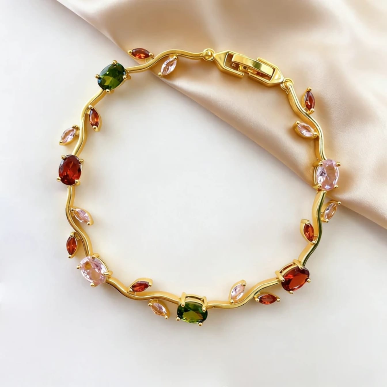 Aurora Vine Gold Plated Crystal Bracelet for Women