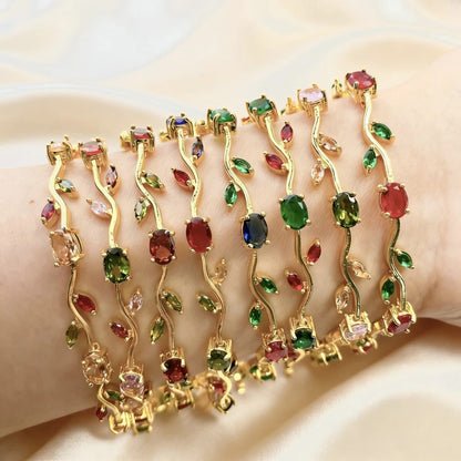 Aurora Vine Gold Plated Crystal Bracelet for Women