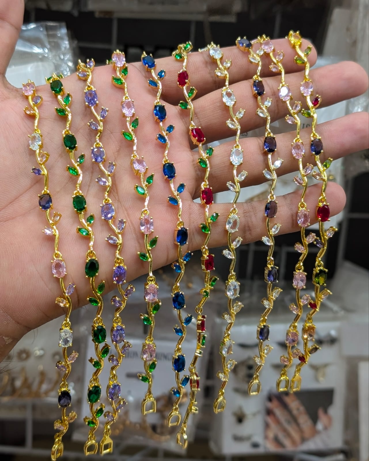 Aurora Vine Gold Plated Crystal Bracelet for Women