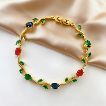 Aurora Vine Gold Plated Crystal Bracelet for Women