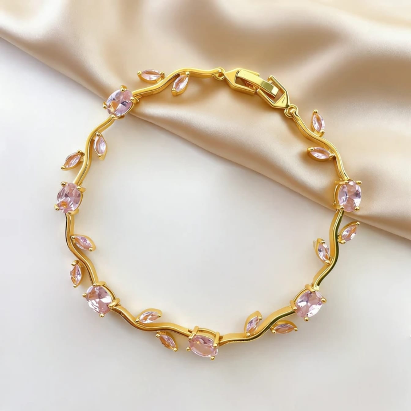 Aurora Vine Gold Plated Crystal Bracelet for Women