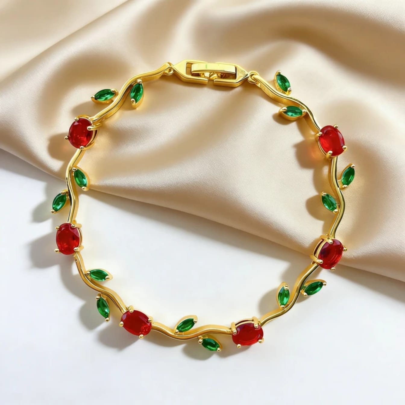 Aurora Vine Gold Plated Crystal Bracelet for Women