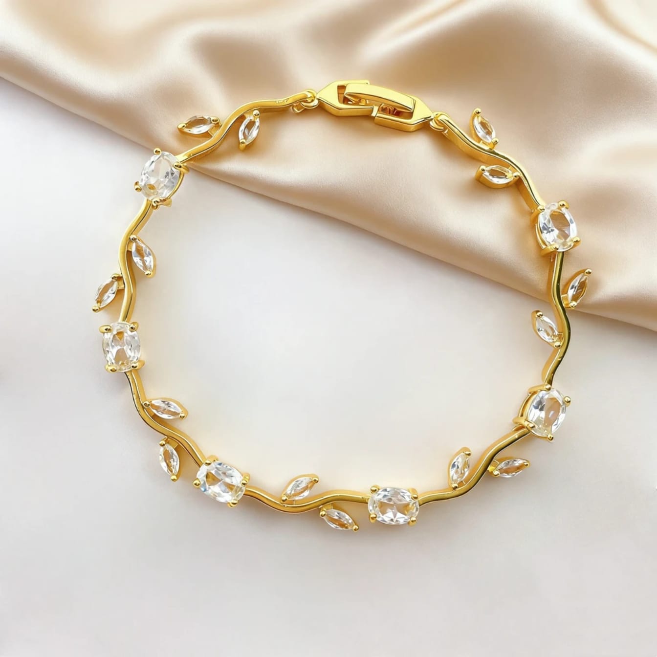 Aurora Vine Gold Plated Crystal Bracelet for Women