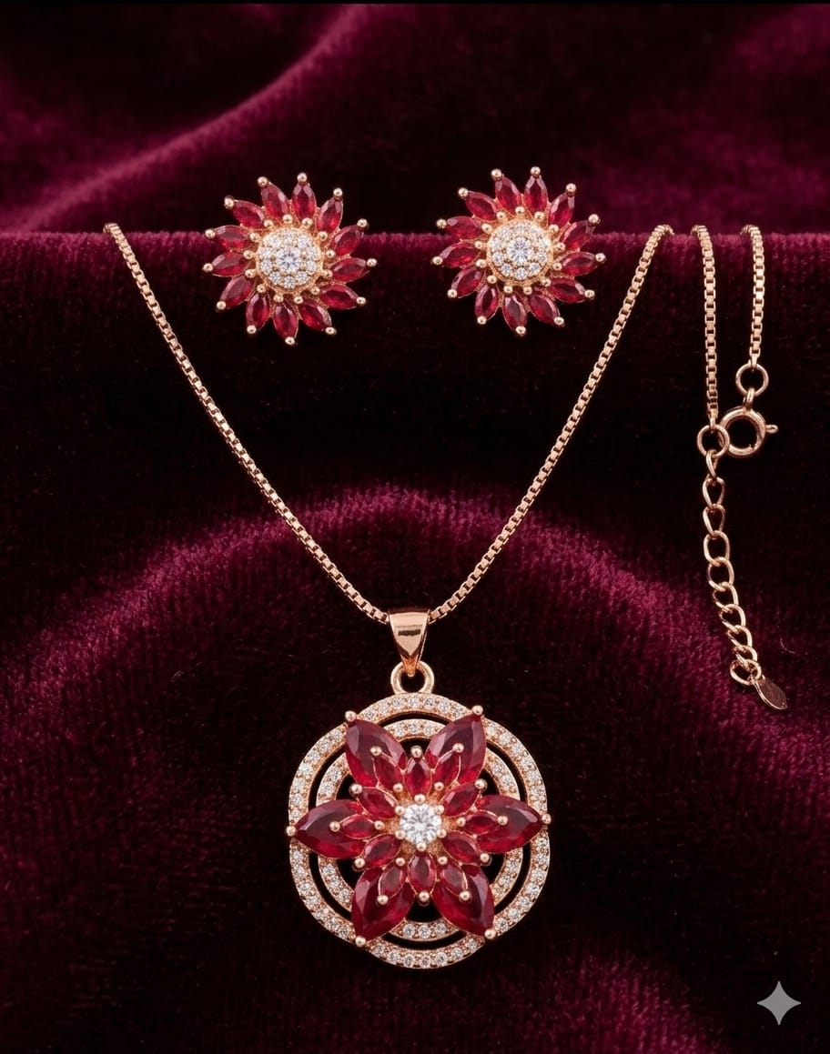 Stillness Fancy Zircone Locket Set Special Sale Premium Edition for Women