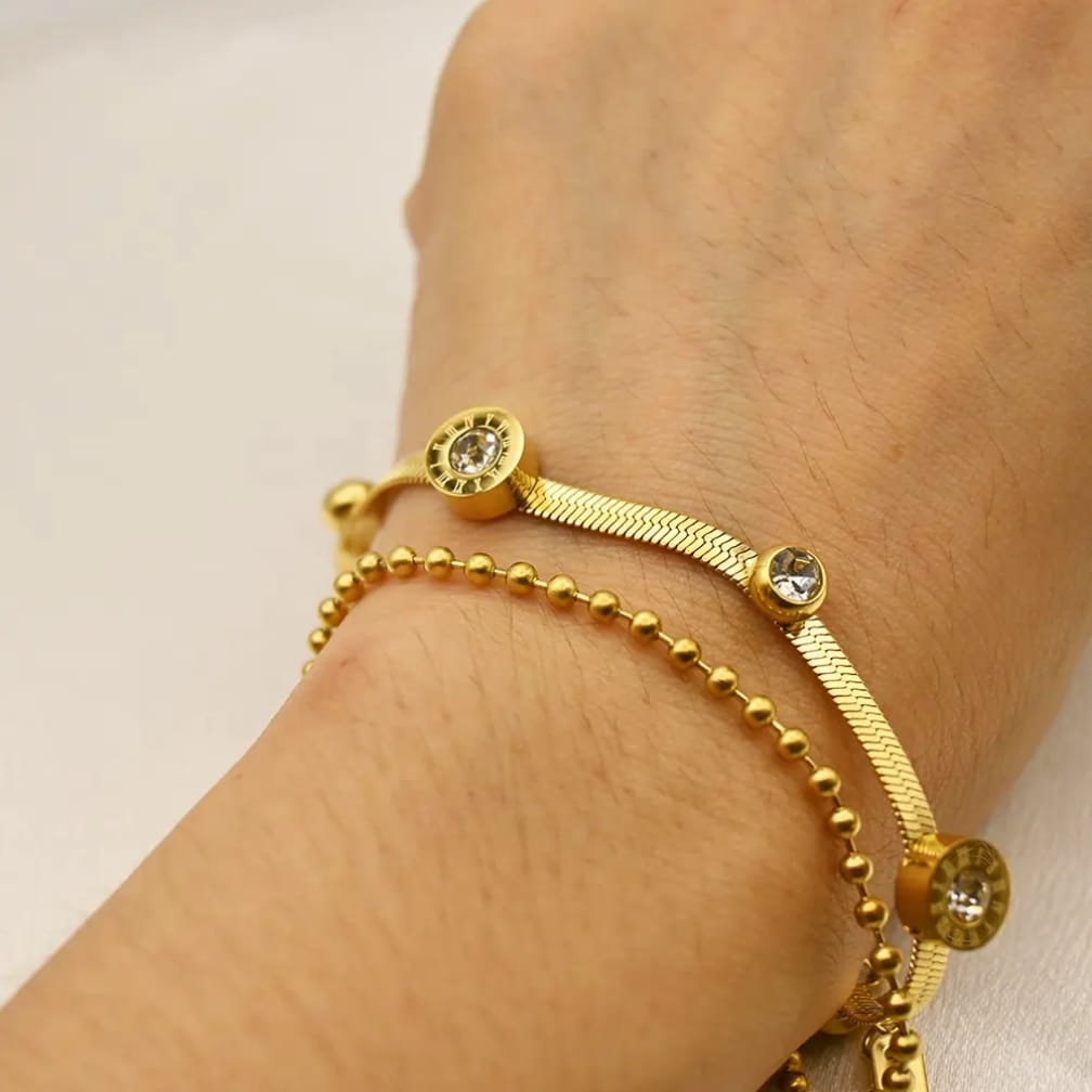 Luna Beads Stainless Steel Double Layer Bracelet for Women