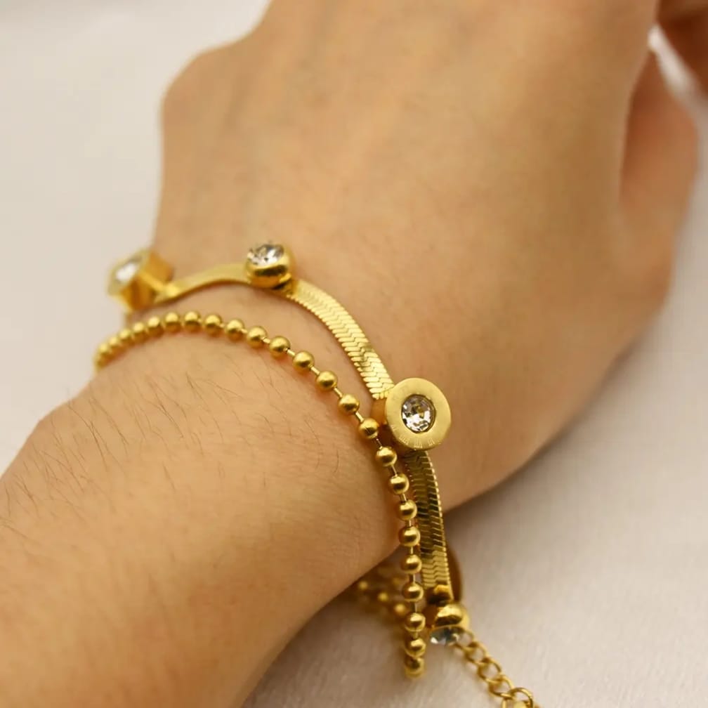 Luna Beads Stainless Steel Double Layer Bracelet for Women