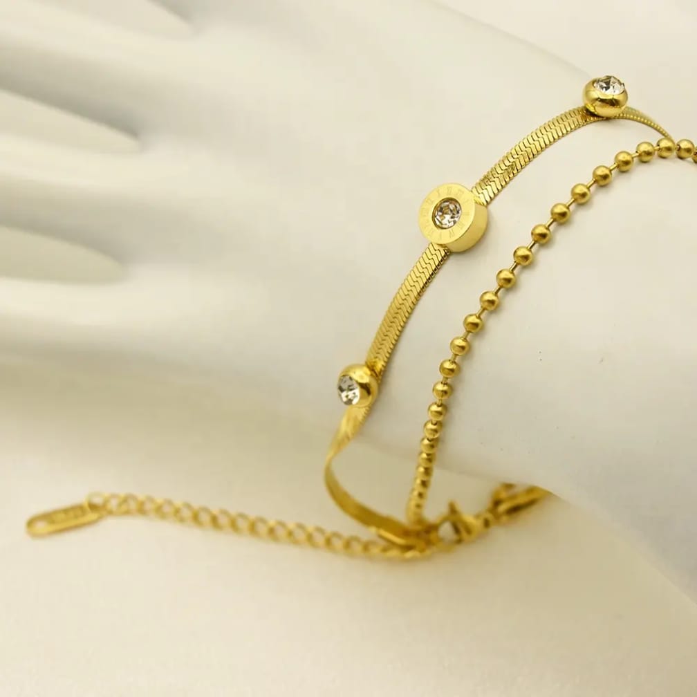 Luna Beads Stainless Steel Double Layer Bracelet for Women
