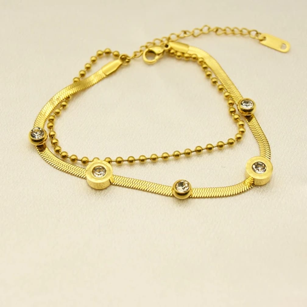 Luna Beads Stainless Steel Double Layer Bracelet for Women