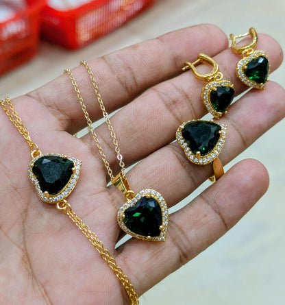 Amora Heart Gold Plated Jewelry Set for Women