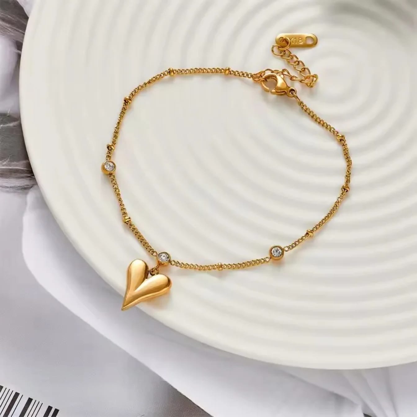 Veloura Heart Charm Stainless Steel Anklet for Women