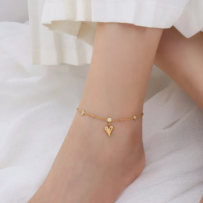 Veloura Heart Charm Stainless Steel Anklet for Women