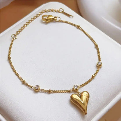 Veloura Heart Charm Stainless Steel Anklet for Women