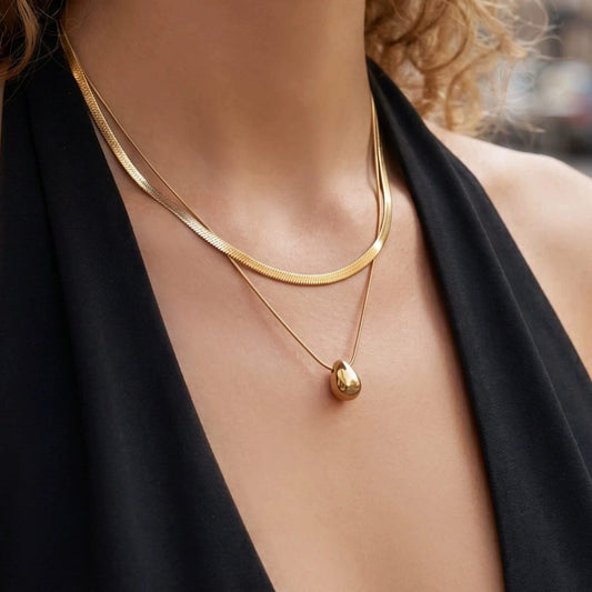 Stillness Dual Chain Sphere Pendant Stainless Steel Necklace for Women