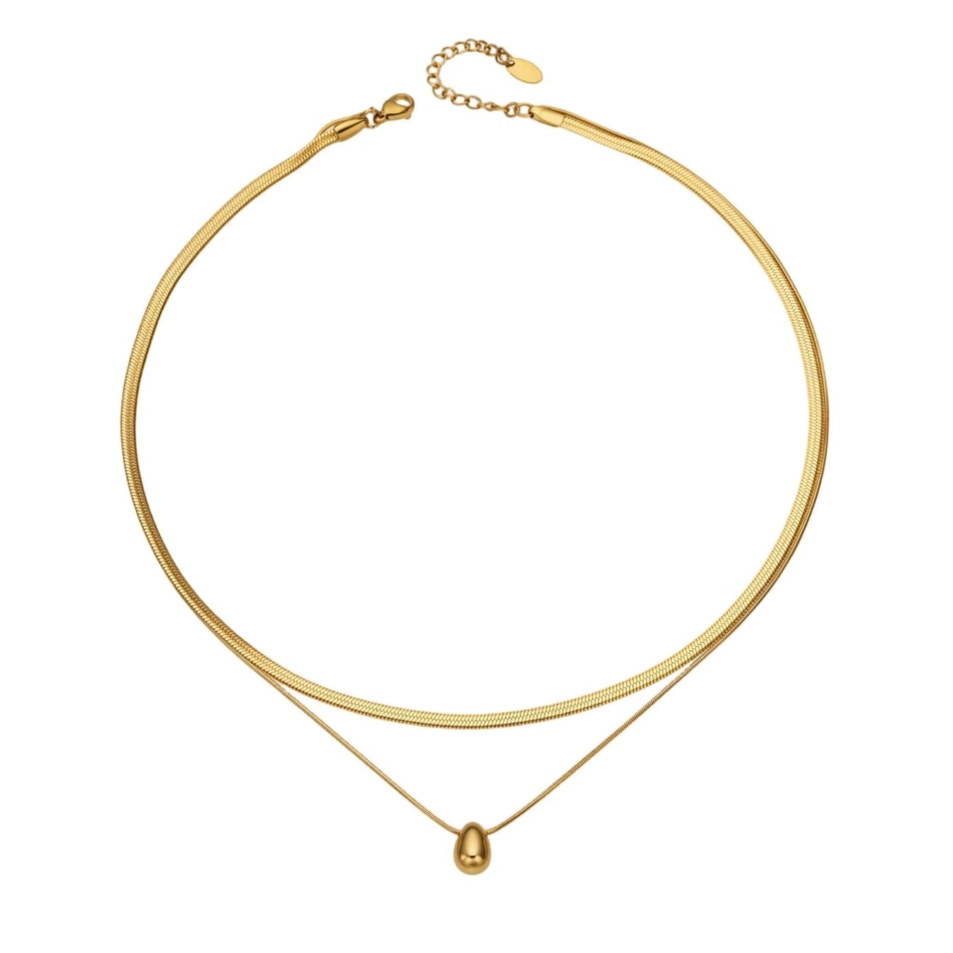 Stillness Dual Chain Sphere Pendant Stainless Steel Necklace for Women
