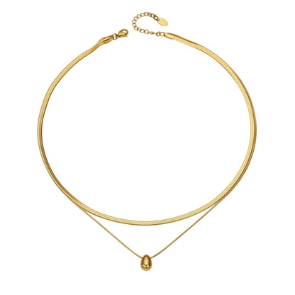 Stillness Dual Chain Sphere Pendant Stainless Steel Necklace for Women