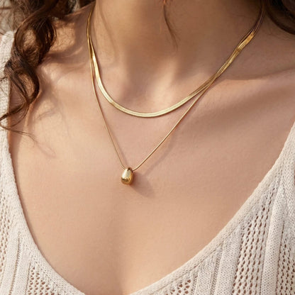 Stillness Dual Chain Sphere Pendant Stainless Steel Necklace for Women