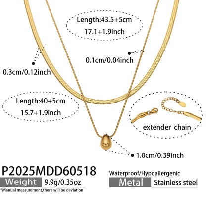 Stillness Dual Chain Sphere Pendant Stainless Steel Necklace for Women