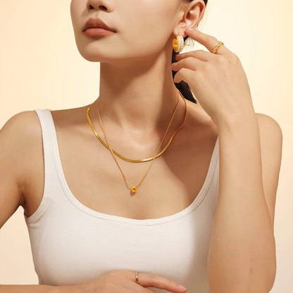 Stillness Dual Chain Sphere Pendant Stainless Steel Necklace for Women