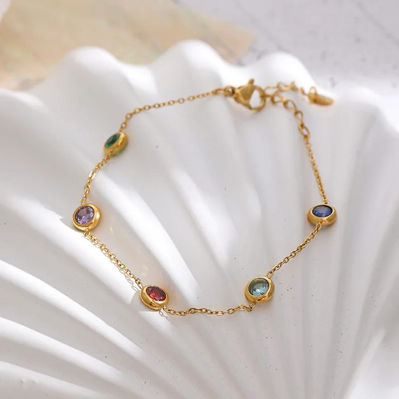 Stillness Luxe Multi-Stone 316L Stainless Steel Necklace & amp Bracelet Set for Women