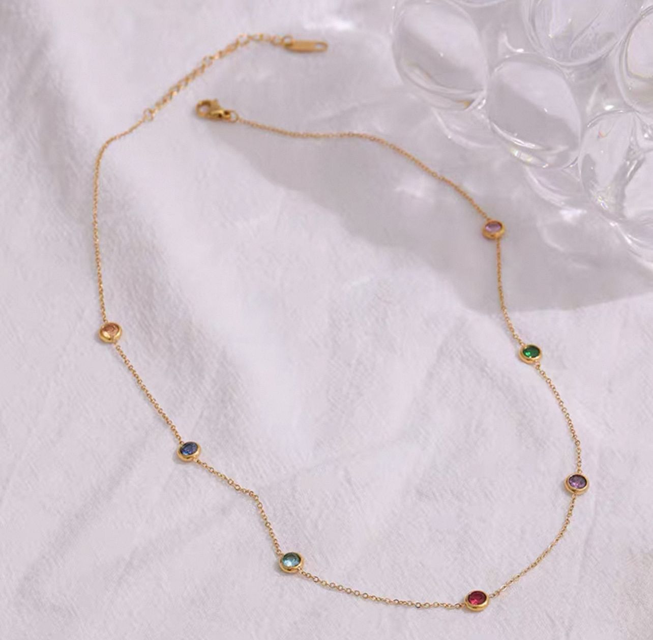 Stillness Luxe Multi-Stone 316L Stainless Steel Necklace & amp Bracelet Set for Women
