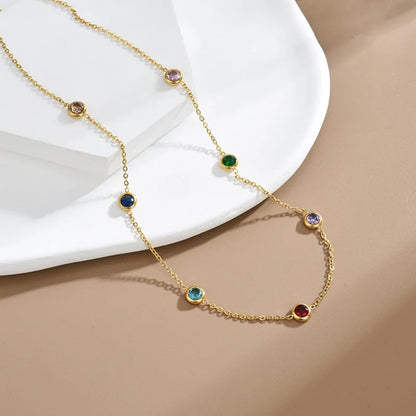 Stillness Luxe Multi-Stone 316L Stainless Steel Necklace & amp Bracelet Set for Women